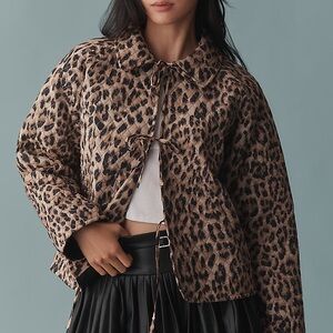 Anthropologie Leopard Quilted Jacket